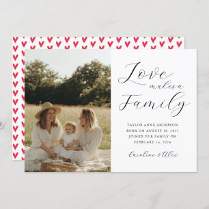 Love Makes A Family Photo Adoption Birth Announcement
