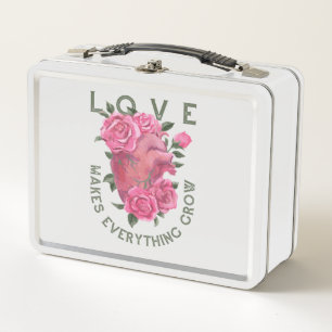 Love makes everything grow    metal lunch box