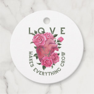 Love Makes Everything Grow – Romantic Floral Art Favour Tags