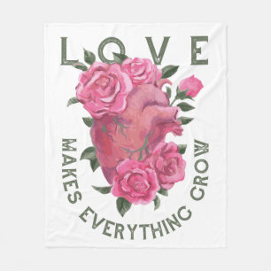 Love Makes Everything Grow – Romantic Floral Art  Fleece Blanket