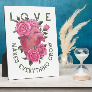 Love Makes Everything Grow – Romantic Floral Art Plaque