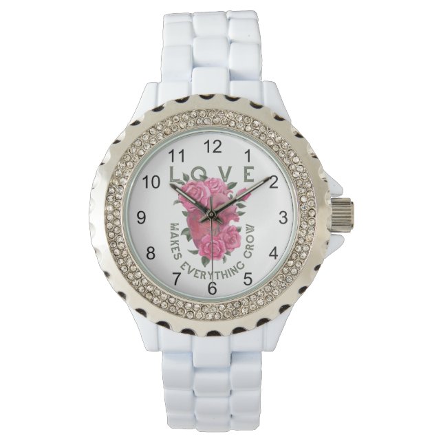 Love Makes Everything Grow – Romantic Floral Art  Watch (Front)