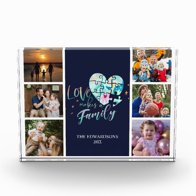 Love makes family wooden box sign photo block (Front)