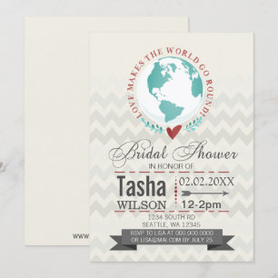 Love Makes The World Go Round Bridal Shower Invite