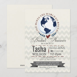 Love Makes The World Go Round Bridal Shower Invite