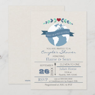 Love Makes The World Go Round Bridal Shower Invite