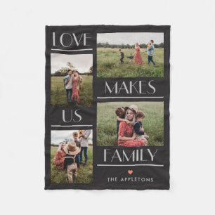 Love Makes Us Family Editable Colour Photo Blanket