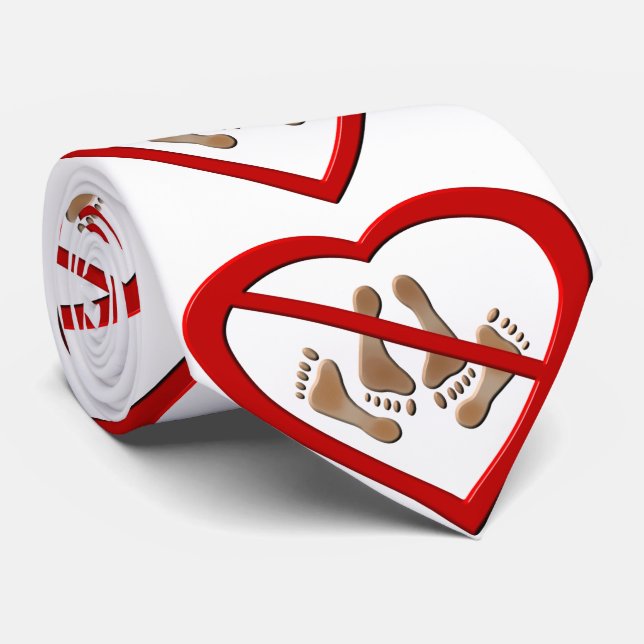 Love making feet in a heart shaped forbidden sign tie (Rolled)