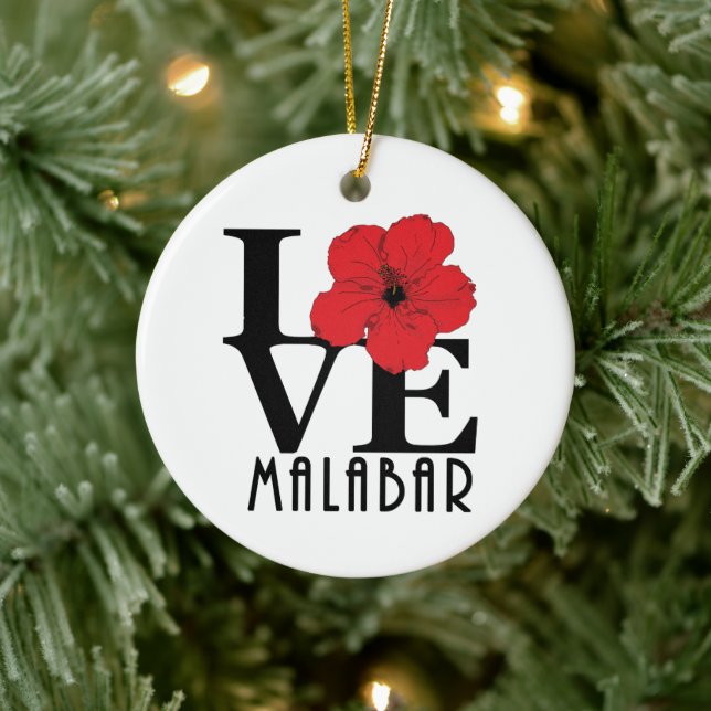 LOVE Malabar Florida Red Hibiscus Ceramic Tree Decoration (Tree)