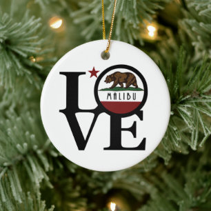 LOVE Malibu California Ceramic Tree Decoration