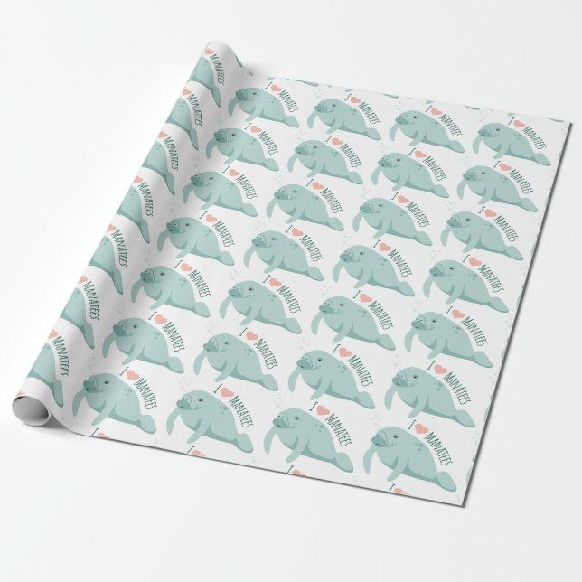 Love Manatees Wrapping Paper (Unrolled)