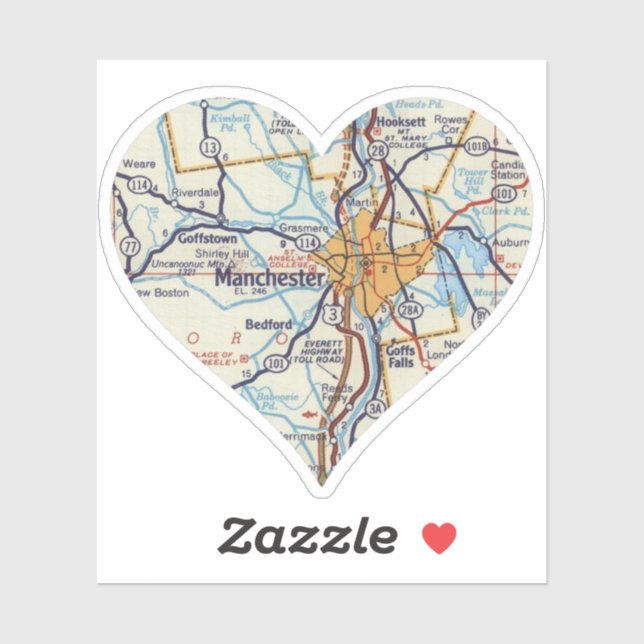 Love Manchester NH Vintage Map (Sheet)