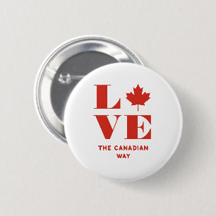 Love Maple Leaf Fun Canadian Custom Text Red White 6 Cm Round Badge