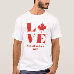 Love Maple Leaf Fun Canadian Custom Text Red White T-Shirt