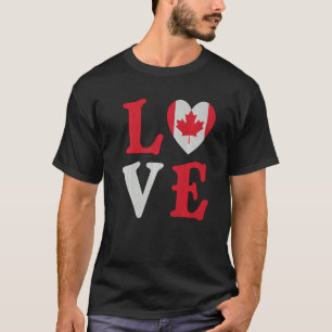 Love Maple Leaf Heart Canada Flag Canadian Roots P T-Shirt