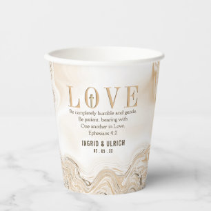 Love Marbel Caramel Swirl Scripture Ephesians 4:2 Paper Cups