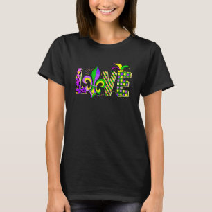 Love Mardi Gras Beads for women Carnival Parade T-Shirt