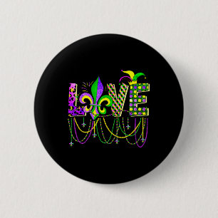 Love Mardi Gras Beads For Women Funny Carnival Par 6 Cm Round Badge