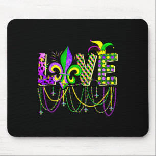 Love Mardi Gras Beads For Women Funny Carnival Par Mouse Mat