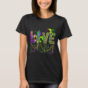 Love Mardi Gras Beads For Women Funny Carnival Par T-Shirt