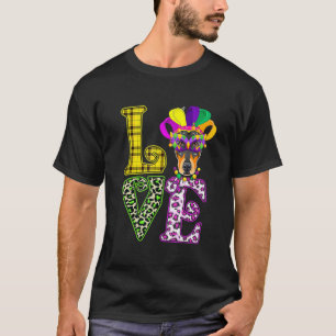 Love Mardi Gras Doberman Dog Dad Dog Mum T-Shirt