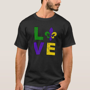 Love Mardi Gras Fat Tuesday Fleur De Lis Carnival T-Shirt