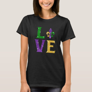 LOVE Mardi Gras Fleur De Lys Funny Men Women Carni T-Shirt