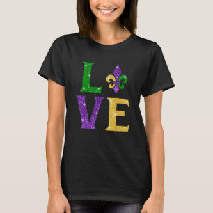 LOVE Mardi Gras Fleur De Lys Funny Men Women Carni T-Shirt