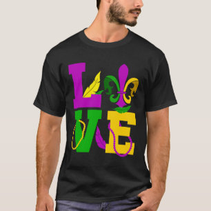 LOVE Mardi Gras  Mardi Gras Beads Fleur De Lys T-Shirt