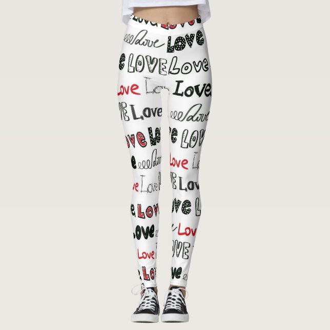 Love Marker Texture Seamless Background Leggings (Front)