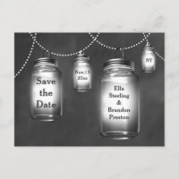 Love Mason Jars on Chalkboard Save the Date