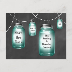 Love Mason Jars Save the Date Announcement Postcard