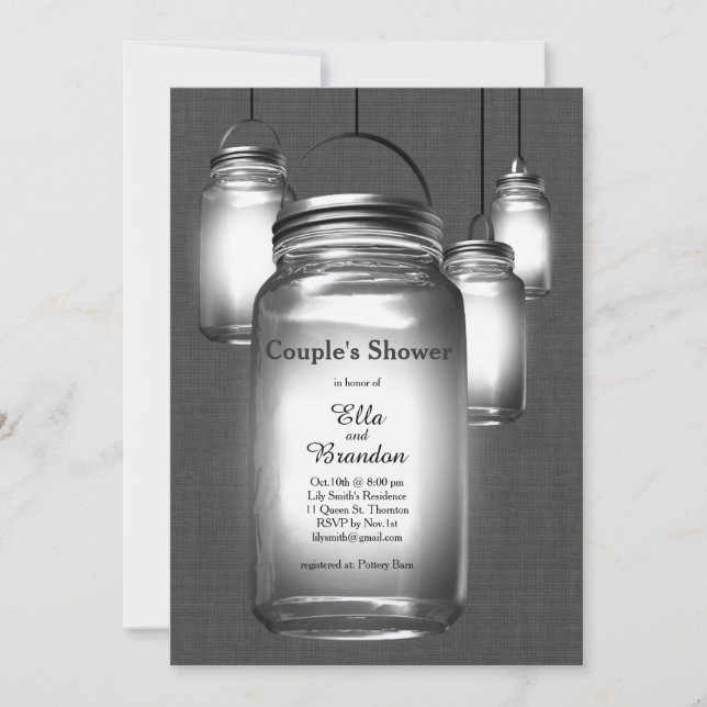 Love Mason Jars Vintage Couple's Shower Invitation (Front)