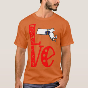 Love Massachusetts in Art Block Letters T-Shirt