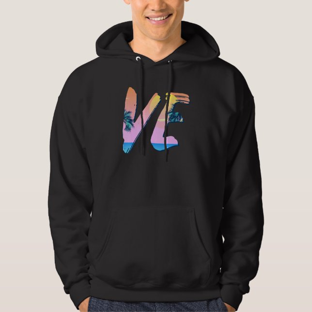 Love Matching Couple Palm Tree Valentines Day Anni Hoodie (Front)