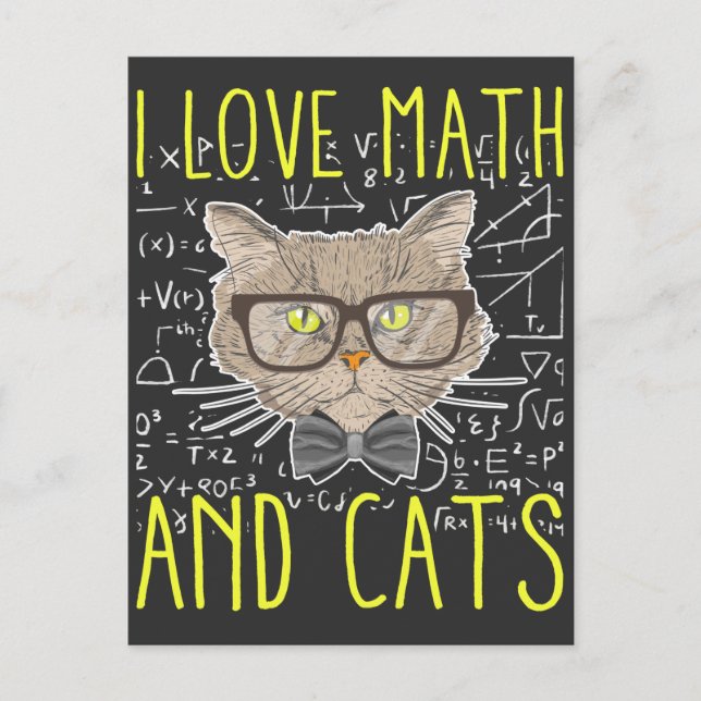 Love Math and Cats Mathematician Nerd Postcard (Front)