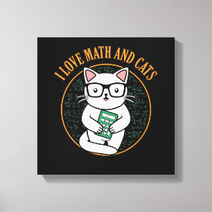 Love Math And Cats Teacher Mathematics Maths Canvas Print