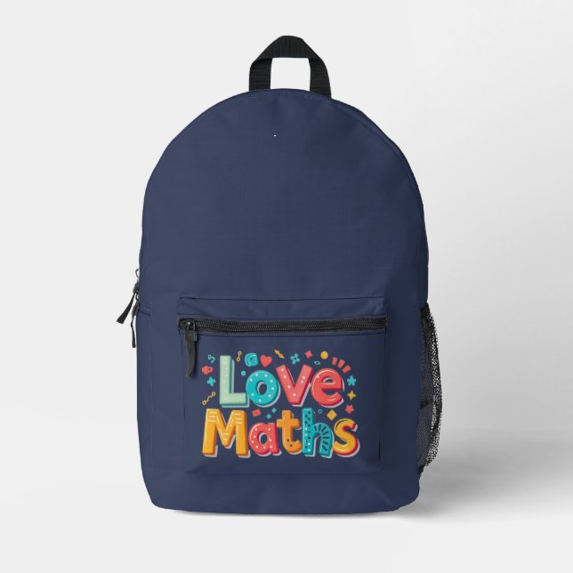  Love maths - fun typography  Printed Backpack (Front)