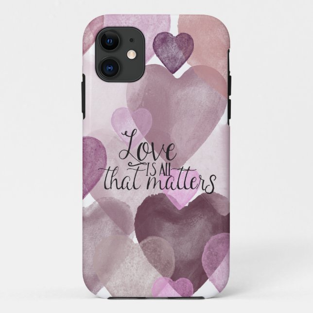 Love Matters Watercolor Hearts Case-Mate iPhone Case (Back)