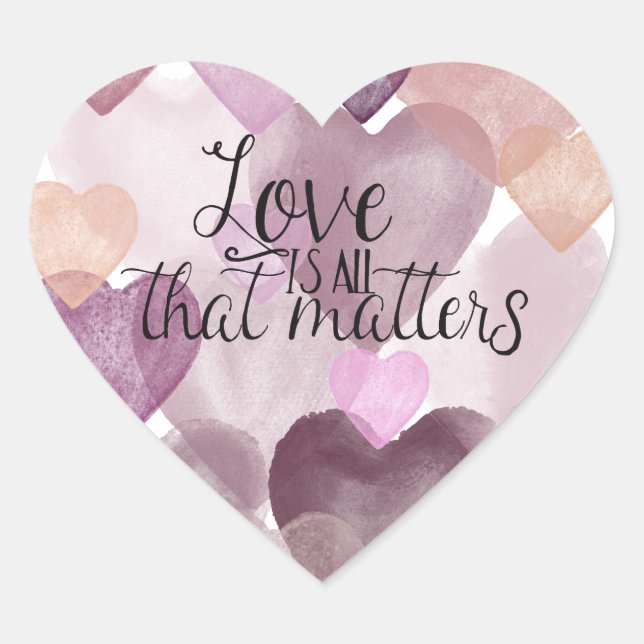 Love Matters Watercolor Hearts Heart Sticker (Front)