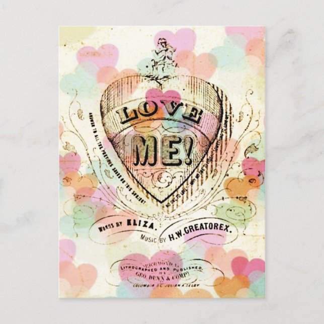 Love Me Candy Hearts Valentine Postcard (Front)