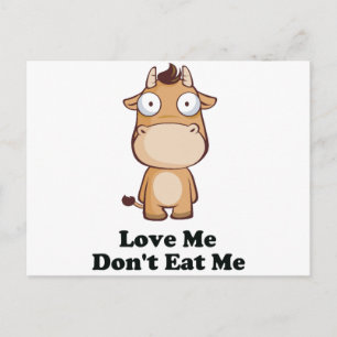 Love Me Don't Eat Me Cow Design Postcard