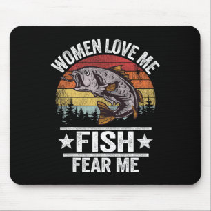 Love Me Fish Fear Me Men Fisher Vintage Funny Fish Mouse Mat