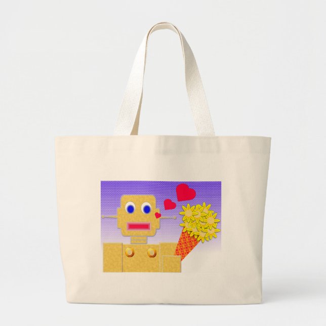 Love Me, I'm a Bot Large Tote Bag (Front)