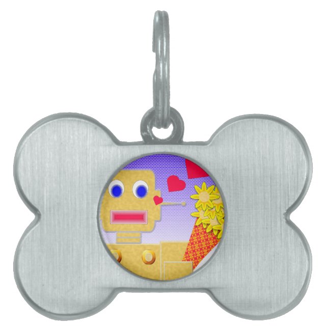 Love Me, I'm a Bot Pet ID Tag (Front)