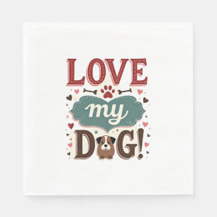 Love Me Love My Dog Vintage Cute Paw Print Dog Lov Napkin