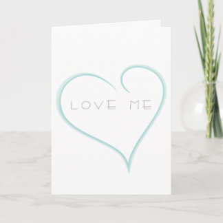 LOVE ME Pale Blue Heart Valentine Greeting Card