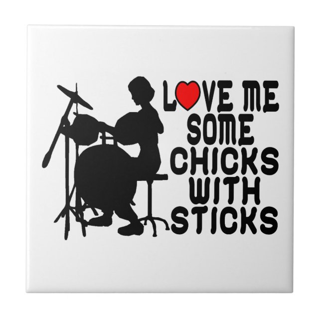 Love Me Some Chicks With Sticks Tile (Front)