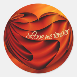 Love Me Tender fire red waves Classic Round Sticker