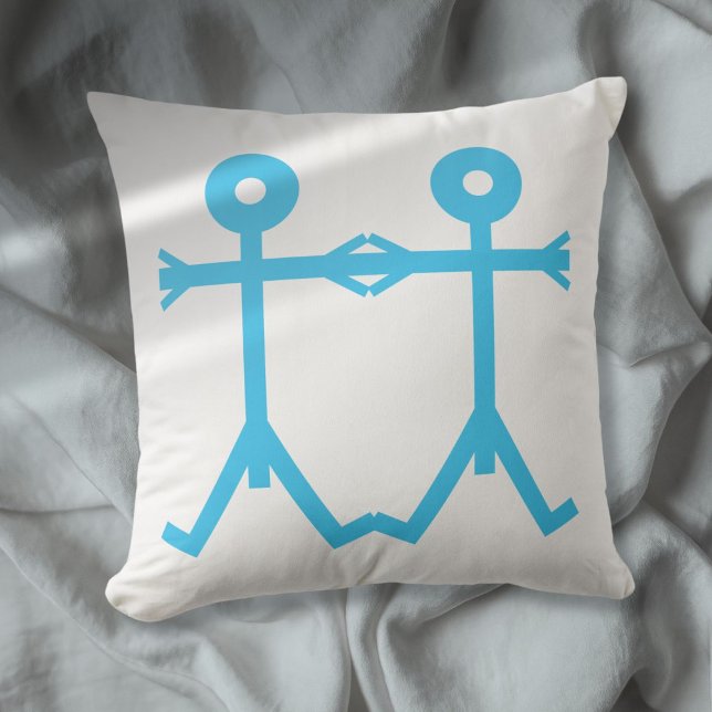 Love Men Icon Art Cushion (Modern Blue Love Men Icon 2006 Art Throw Pillow)